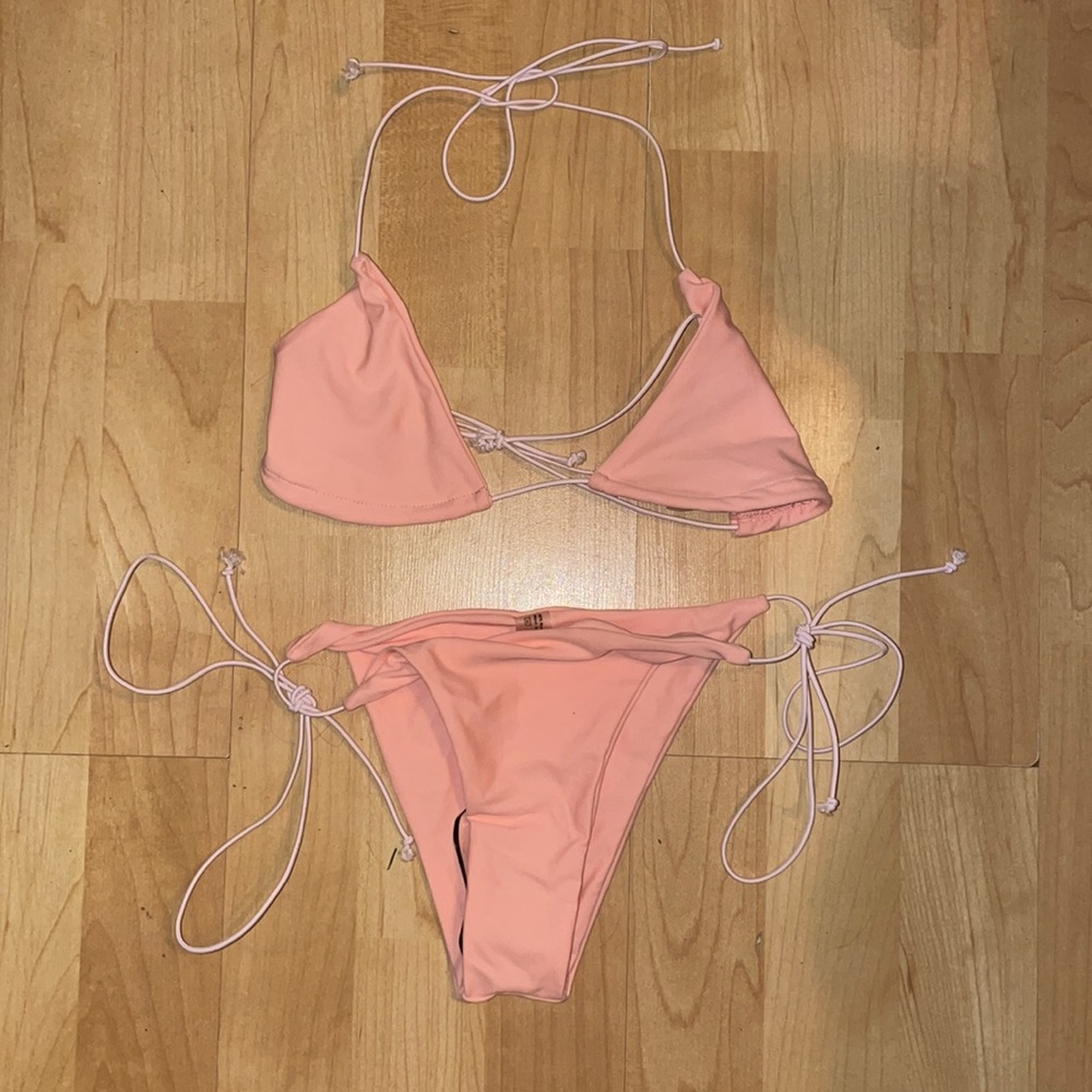 Light Pink 2 Piece Tied Bikini